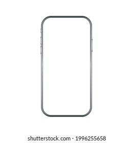 Realistic smartphone mockup with blank screen. Phone isolated on white background with copy space on display. Modern gadget with place for app, website advert. UI , UX design. Vector illustration.