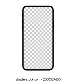 Mofa de smartphone realista con pantalla en blanco. Teléfono aislado en fondo blanco con espacio de copia en pantalla. Aparato moderno con sitio para aplicación, anuncio de sitio web. UI, diseño UX. Ilustración vectorial.
