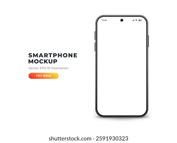 Realistic smartphone mockup with blank screen, vector illustration. Mobile phone isolated on white background