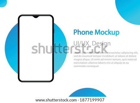 Realistic smartphone mockup with blank screen. Mockup generic device with empty display. Frame of mobile phone on colored background. Vector