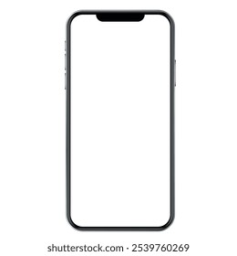 Maqueta realista del smartphone con la pantalla blanca en blanco, aislada en el fondo blanco