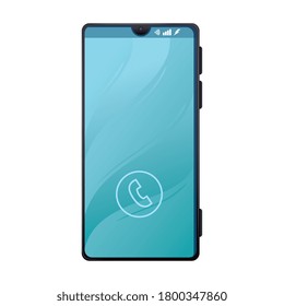 realistic smartphone mockup with call on display, in white background vector illustration design