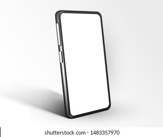 Realistic smartphone mockup. Cellphone frame with blank display isolated template. Mobile device concept. Vector illustration
