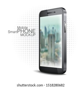 Realistic smartphone mockup, cellphone frame  isolated on white background, vector illustration