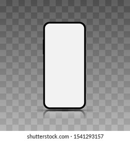 Realistic smartphone mockup. Cellphone frame with blank display isolated templates, phone with side angles views. Vector mobile device concept