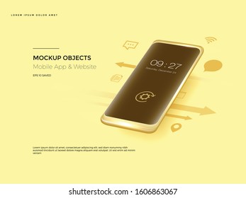 Realistic smartphone mockup. Cellphone frame with blank display. Vector mobile device concept