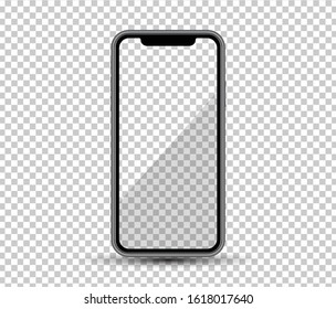 Realistic smartphone mockup. Cellphone frame with blank display. Vector mobile device concept