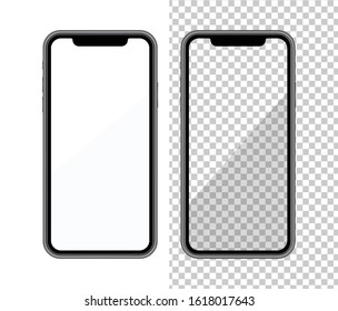 Realistic smartphone mockup. Cellphone frame with blank display. Vector mobile device concept