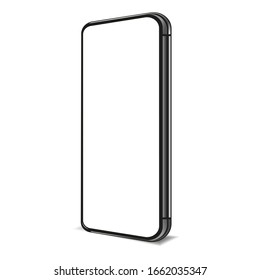 Realistic smartphone mockup. Cellphone frame with blank display isolated templates, phone side angles views. Vector mobile device concept