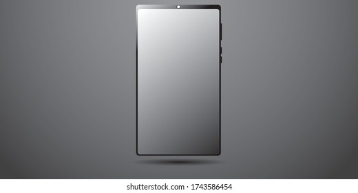 Realistic smartphone mockup. Cellphone frame with blank display in two different angles of view. Isolated phone templates. Vector mobile device concept