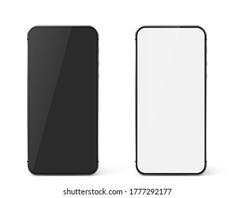 Realistic smartphone mockup. Cellphone frame with blank display template. Vector illustration