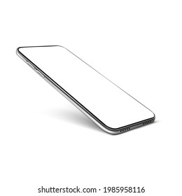 Realistic smartphone mockup. Cellphone frame with blank display isolated templates. Phone different angles views. Vector illustration EPS 10