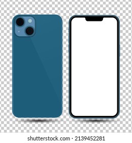 Broma de smartphones realista. Marco de teléfono móvil con pantalla en blanco. Concepto de dispositivo móvil vector
