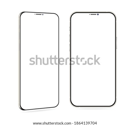 Realistic smartphone mockup. Cellphone frame with blank display isolated templates

