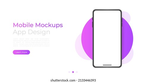 Realistic smartphone mockup. Device app mockup for presentation template. Cellphone frame with blank display isolated templates, phone different angles views.