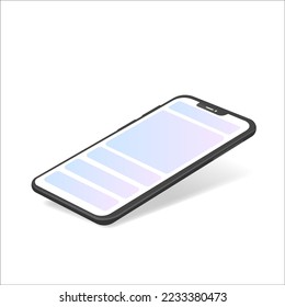 Realistic smartphone mockup. Device UI UX mockup for presentation template. . Cellphone frame with blank display isolated templates, phone different angles views. 3d isometric cell phone