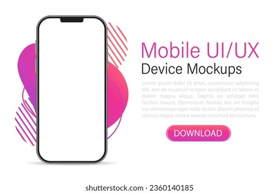 Realistic smartphone mockup. Device UI UX mockup for presentation template. Blank smartphone screen. Modern template for infographic or presentation UI design interface. Vector illustration