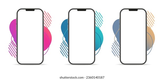 Realistic smartphone mockup. Device UI UX mockup for presentation template. Mobile phone frame with blank display, isolated templates, phone front view. Vector illustration