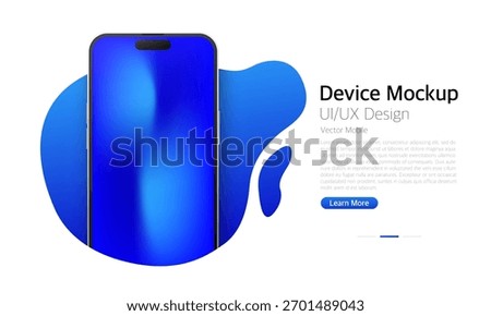 Realistic Smartphone Mockup. Device UI, UX mockup. Presentation template. Mobile phone frame with blank display. 3d realistic cell phone. Vector illustration.