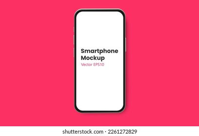 Realistic smartphone mockup.  Device UIUX mockup for presentation template.  Phone frame with empty view isolated template, and on colored background