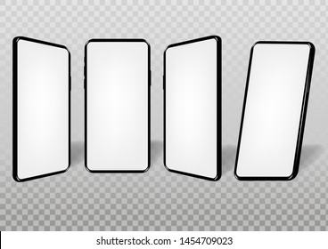 Realistic smartphone mockup. Smartphone From Different Angles.