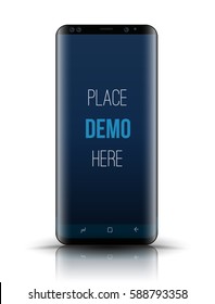 Realistic smartphone mockup easy place image into screen smartphone. Vector illustration cell phone isolated.