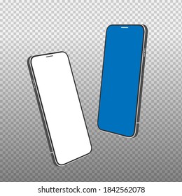 Realistic smartphone mockup frame with blank display isolated. Smart phone with different angles views. Vector mobile device concept illustration.