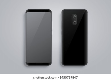 Realistic smartphone mockup with front and back