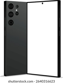 Realistic Smartphone Mockup Front and Back View. Modern Mobile Device Vector Illustration Isolated on White Background