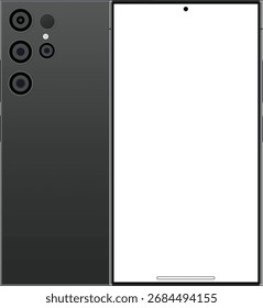 Modelo de smartphone realista com vista frontal e traseira. Moderno vetor de ilustração de telefone celular.