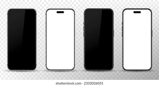 realistic smartphone mockup with front side. Smartphones on a white background. Vector illustration.