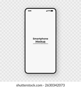 Realistic smartphone mockup in front view. 3D mobile device with shadow on white background. High-quality vector for UI UX design showcase.
