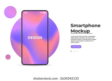 Realistic smartphone mockup in front view. 3D mobile device with shadow on white background. High-quality vector for UI UX design showcase.