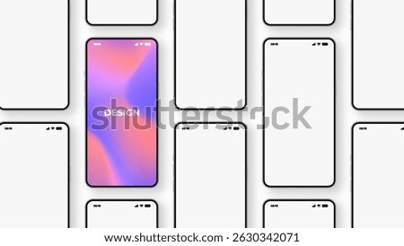 Realistic smartphone mockup in front view. 3D mobile device with shadow on white background. High-quality vector for UI UX design showcase.