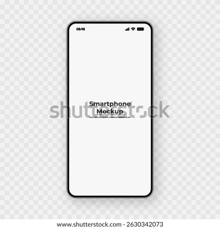 Realistic smartphone mockup in front view. 3D mobile device with shadow on white background. High-quality vector for UI UX design showcase.
