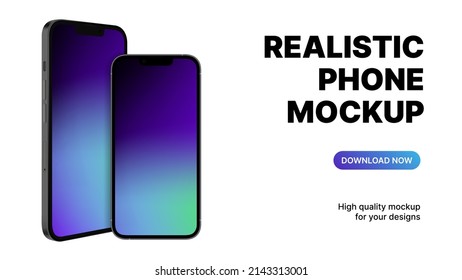 Realistic Smartphone Mockup. High quality Minimalistic Banner Advertisement. Template for Presentation Slide. Vector illustration