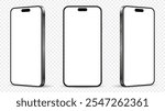 Realistic smartphone mockup isolated on transparent background
