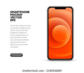 Realistic smartphone mockup isolated with transparent screens. Smart phone mockup collection. Device front view. 3D mobile phone with shadow on white background. Realistic, flat and line style