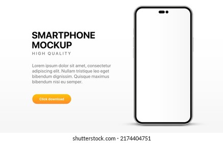 Realistic smartphone mockup isolated with transparent screens. Smart phone mockup collection. Device front view. 3D mobile phone with shadow on white background. Realistic, flat and line style