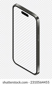 Broma de smartphones realista. Equipo de smartphone isométrico. Teléfonos móviles 3d con pantalla en blanco. Ilustración del vector