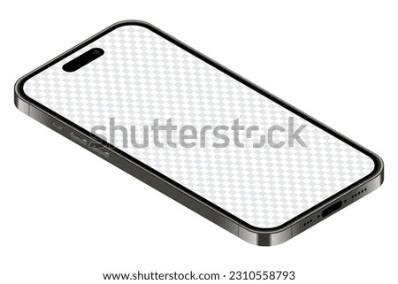 Realistic smartphone mockup. Isometric smartphone set. 3d mobile phones with blank screen. Vector illustration