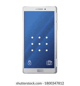 simulación de smartphone realista con patrón de bloqueo, en diseño de ilustración de vector de fondo blanco