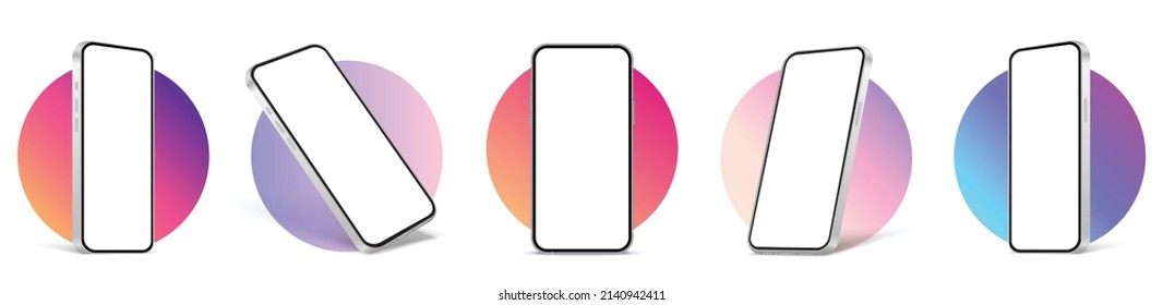 Realistic smartphone mockup. mobile app ui mockup, mobile phone different angles. Vector illustration