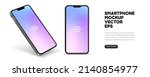 Realistic smartphone mockup. Mobile phone vector with isolated on white background. Device front view. 3D mobile phone with shadow. Realistic, high quality smart phone mockup for ui ux presentation.