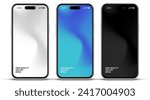 Realistic smartphone mockup. Mobile phone vector with isolated on white background. Device front view. 3D mobile phone with shadow. Realistic, high quality smart phone mockup for ui ux presentation.