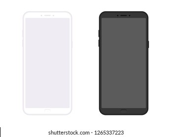 Realistic smartphone mockup. Mobile phone with blank screen isolated on white background. Vector illustration