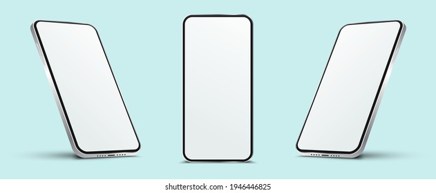 Realistic smartphone mockup. Mobile phone display, isolated device screen frame and smart phones Vector EPS