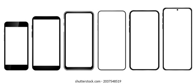 Realistic smartphone mockup. Mobile phone display, device screen frame and black smartphones. Vector illustration. Eps 10.