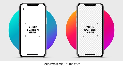 Realistic smartphone mockup. Mobile phone vector with isolated on white background. Device front view. 3D mobile phone with shadow. Realistic, high quality smart phone mockup for ui ux presentation.