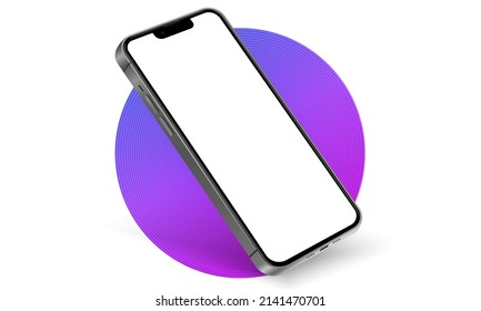 Realistic smartphone mockup. Mobile phone vector with isolated on white background. Device front view. 3D mobile phone with shadow. Realistic, high quality smart phone mockup for ui ux presentation.